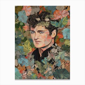 Floral Handpainted Portrait Of Elvis Presley 2 Canvas Print