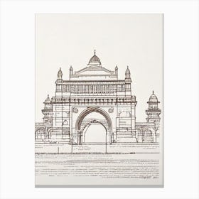 Gateway Of India Mumbai Boho Landmark Illustration Canvas Print