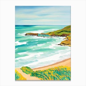 Newquay Beach, Cornwall Contemporary Illustration 2  Canvas Print