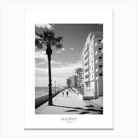 Poster Of Alicante, Spain, Black And White Analogue Photography 1 Canvas Print