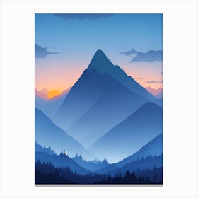 Misty Mountains Vertical Composition In Blue Tone 144 Canvas Print