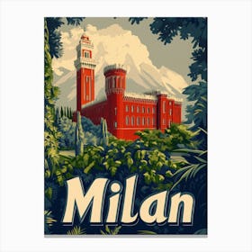 Aihrgdesign A Retro Travel Poster For Milan Featuring The His 03f39ba2 4525 4a0b 9264 0e62034aa789 0 Canvas Print