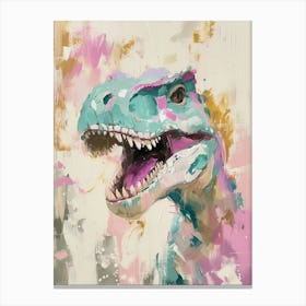 Rawrsome Dinosaur Lilac Portrait Canvas Print