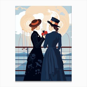 Titanic Ladies Minimalist Art Deco Illustration 4 Canvas Print