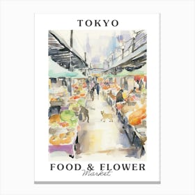 Food Market With Cats In Tokyo 2 Poster Canvas Print