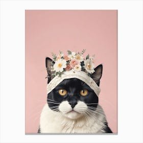 Cat With Flower Crown Canvas Print