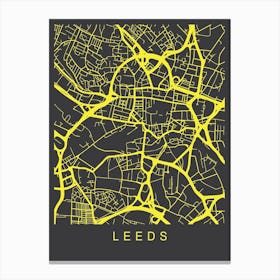 Leeds Map Neon Canvas Print