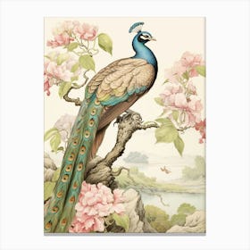Storybook Animal Watercolour Peacock 1 Canvas Print