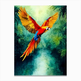 Parrot In The Jungle Canvas Print