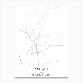 Gingin,Australia Minimalist Map Canvas Print