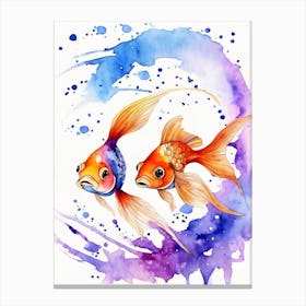 Twin Goldfish Watercolor Painting (51) Canvas Print