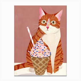 Cat And Ice Cream 3 Canvas Print