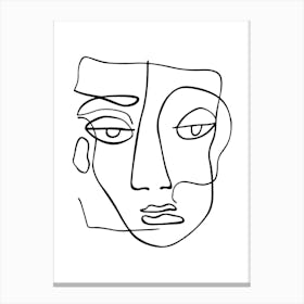 Abstract Portrait Of A Face Minimalist Line Art Monoline Illustration Canvas Print