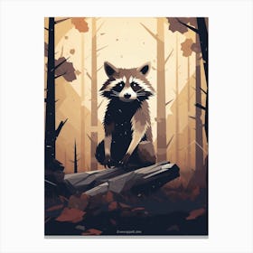 Raccoon Woodlands Illustration 2 Canvas Print