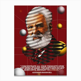 Quote In Ribbon Famous People Alexander Graham Bell ― Concentrate All Your Thoughts Upon The Work At Hand Canvas Print