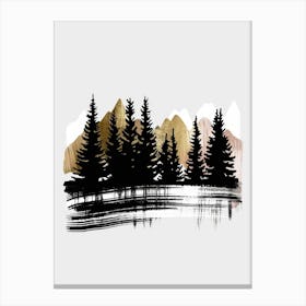 Mountains And Pine Trees Canvas Print