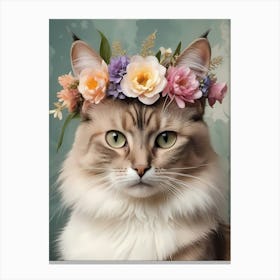 Balinese Javanese Cat With Flower Crown (8) Canvas Print