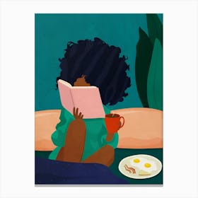 Illustration Of A Girl Reading A Book Canvas Print