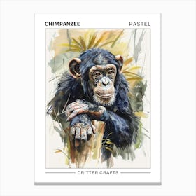 Chimpanzee Pastel Watercolour 3 Poster Stampe su tela