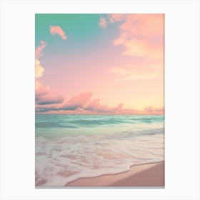 Beach And Sunset With Waves And Cloud Pink Blue Photography 1 Canvas Print