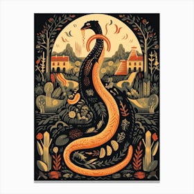 Floral Folk Serpent 4 Canvas Print