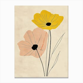 Poppies Boho Minimalist Style 3 Canvas Print