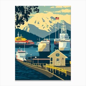 Port Of Seattle United States Vintage Poster harbour Canvas Print