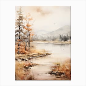 Lake In The Woods In Autumn, Painting 22 Canvas Print