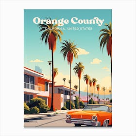 Orange County California United States Vintage Modern Travel Illustration Canvas Print