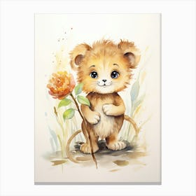 Crafting Watercolour Lion Art Painting 2 Canvas Print