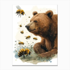 Colletidae Bee Storybook Illustration 5 Canvas Print