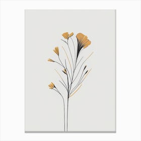 Flax Floral Minimal Line Drawing 1 Flower Canvas Print