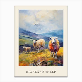 Impressionism Style Painting Of Highland Sheep 3 Canvas Print
