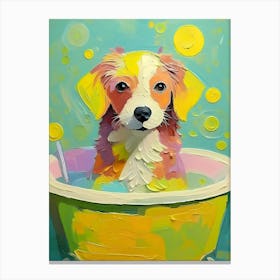 Dog In A Tub 2 Canvas Print