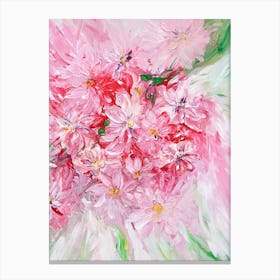 Pink Red And Green Flower Painting Canvas Print