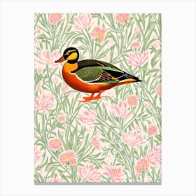 Mallard Duck 2 William Morris Style Bird Canvas Print