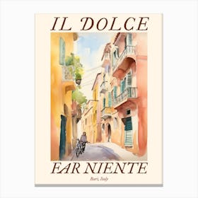 Il Dolce Far Niente Bari, Italy Watercolour Streets 1 Poster Canvas Print