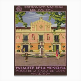 Madrid Spain, Palace, Vintage Travel Poster Canvas Print