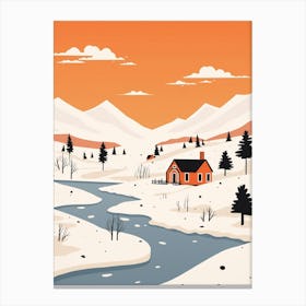 Retro Winter Illustration Iceland 2 Canvas Print