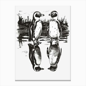 African Penguin Admiring Their Reflections 2 Canvas Print