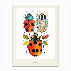 Colourful Insect Illustration Ladybug 30 Poster Canvas Print