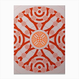 Geometric Abstract Glyph Circle Array in Tomato Red n.0067 Canvas Print