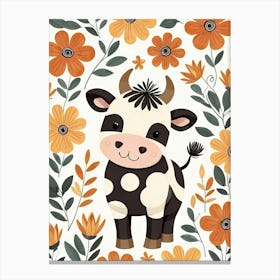 Floral Cute Baby Cow Nursery (1) Canvas Print