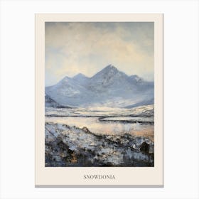 Vintage Winter Painting Poster Snowdonia National Park United Kingdom 3 Canvas Print