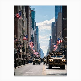 A Veterans Day Parade In The Heart Of An American City Jubilant Faces Lining The Sidewalks As Milit (4) Canvas Print