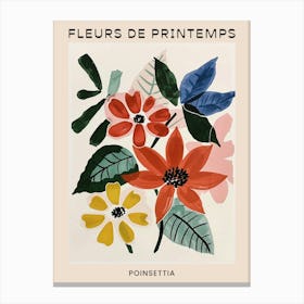 Spring Floral French Poster  Poinsettia 1 Canvas Print