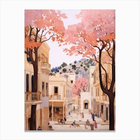 Izmir Turkey 3 Vintage Pink Travel Illustration Canvas Print