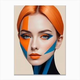 Geometric Fashion Woman Portrait Pop Art Orange (18) Canvas Print