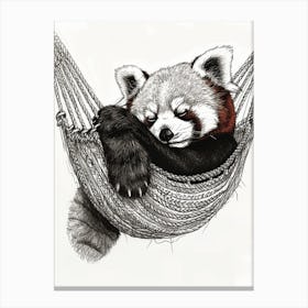 Red Panda Napping In A Hammock Ink Illustration 1 Canvas Print