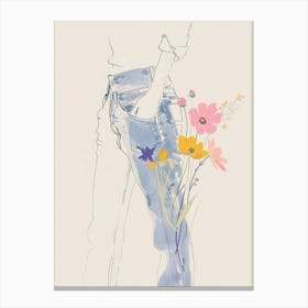 Jean Line Art Flowers 4 Canvas Print